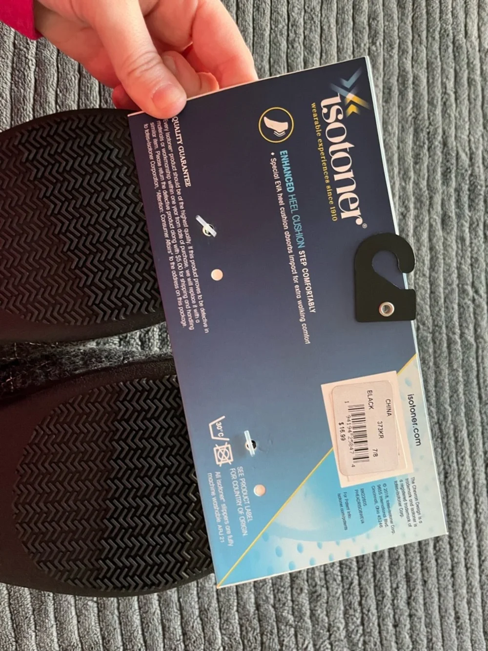 Isotoner Black Quilted Slide Slippers - Picture 3 of 3